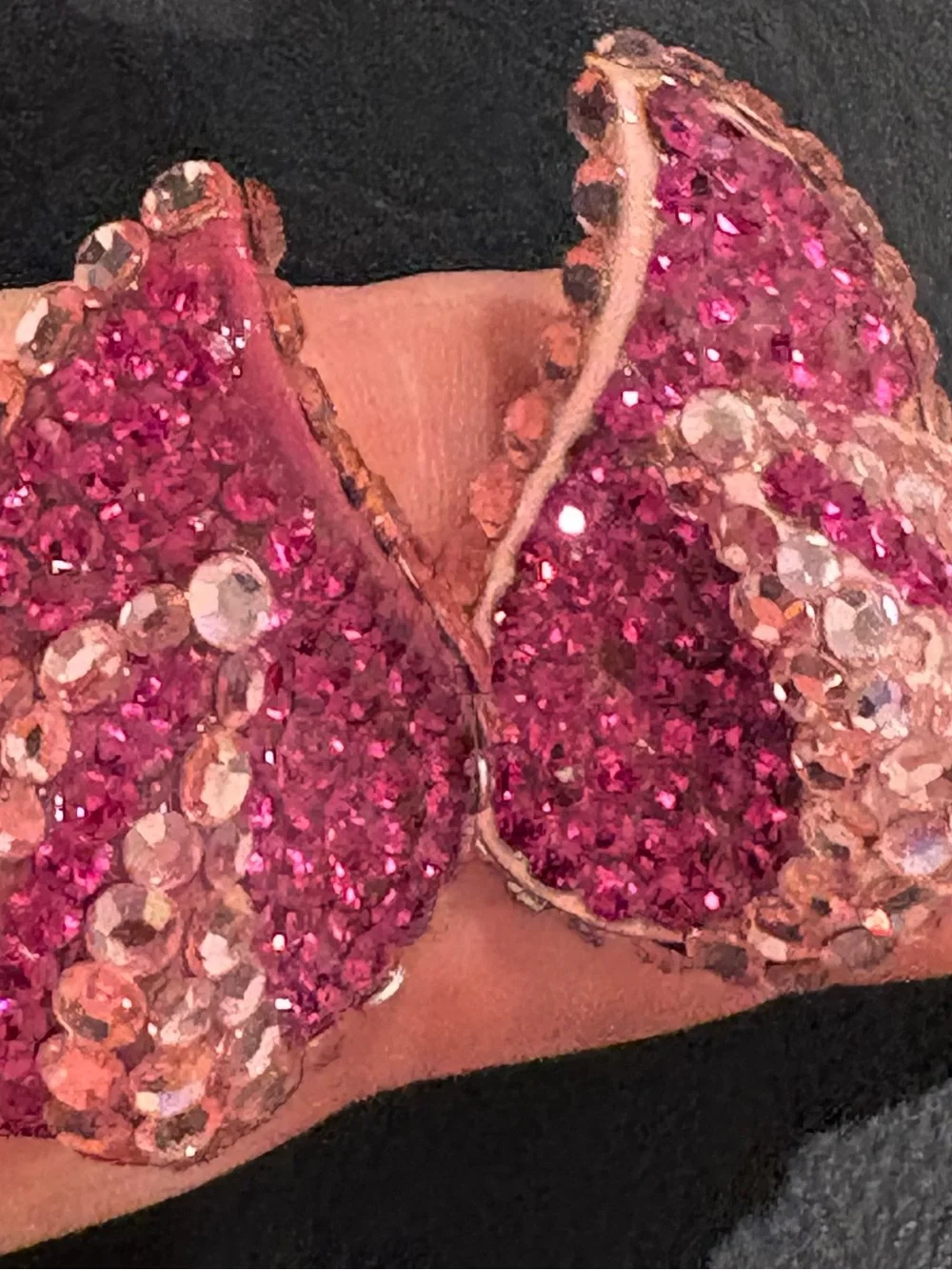 Vintage New Raspberry Bellini Pink Crystal Teardrop Earrings New Clip